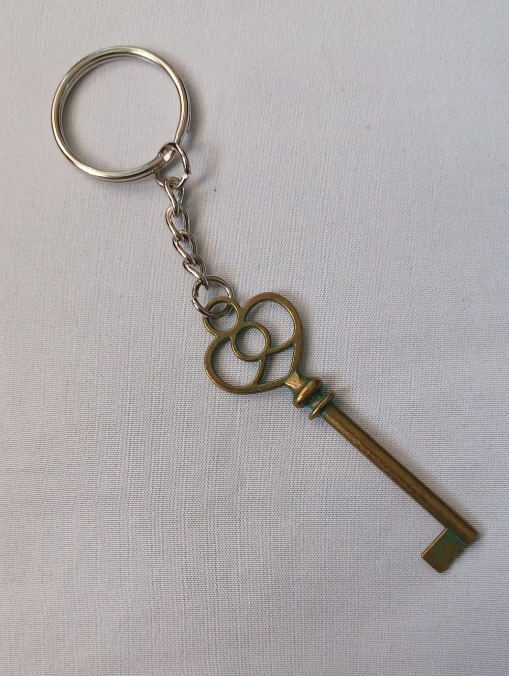 4/$40 New Antique Brass Key Charm Keychain